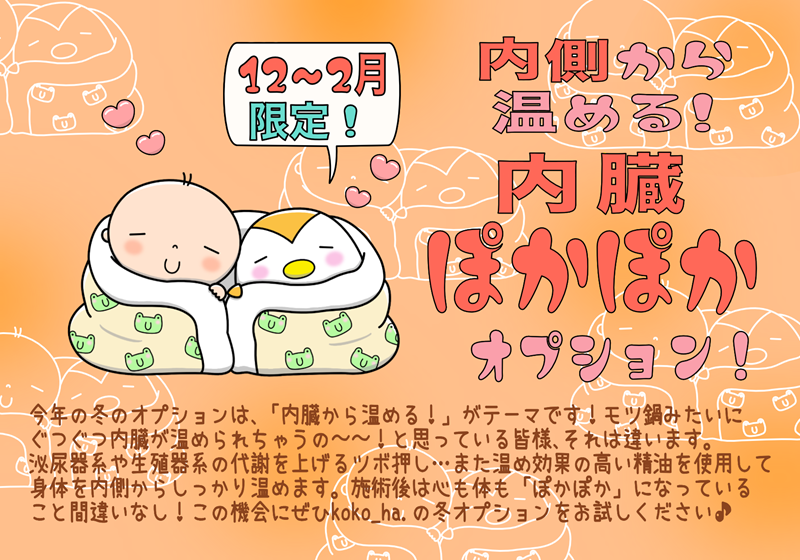 内臓アロマ オプション お知らせ 2025年12月 2026年1月2月 限定 ♪♪